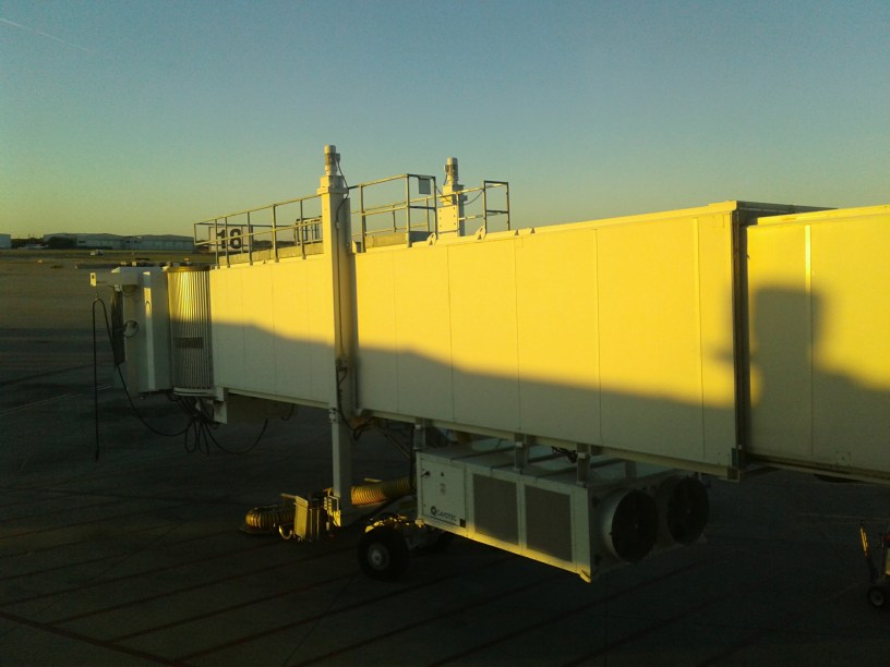 Airplane boarding sky bridge