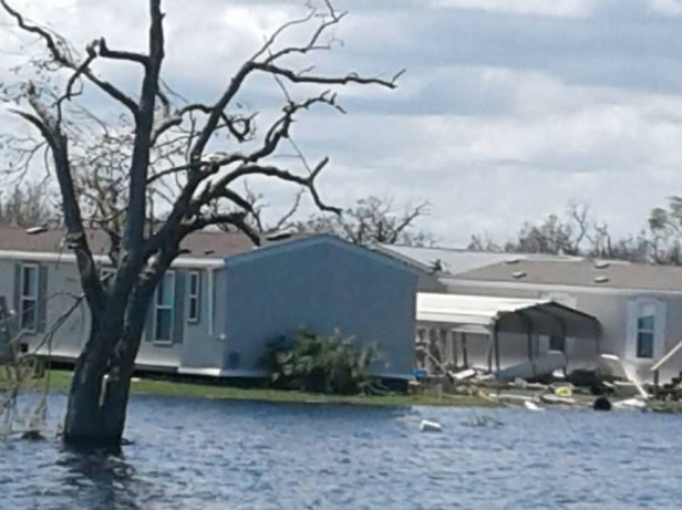 mobile home in Rockport, TX that survived hurricane damage