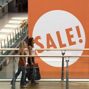 Young ladies shopping in a mall