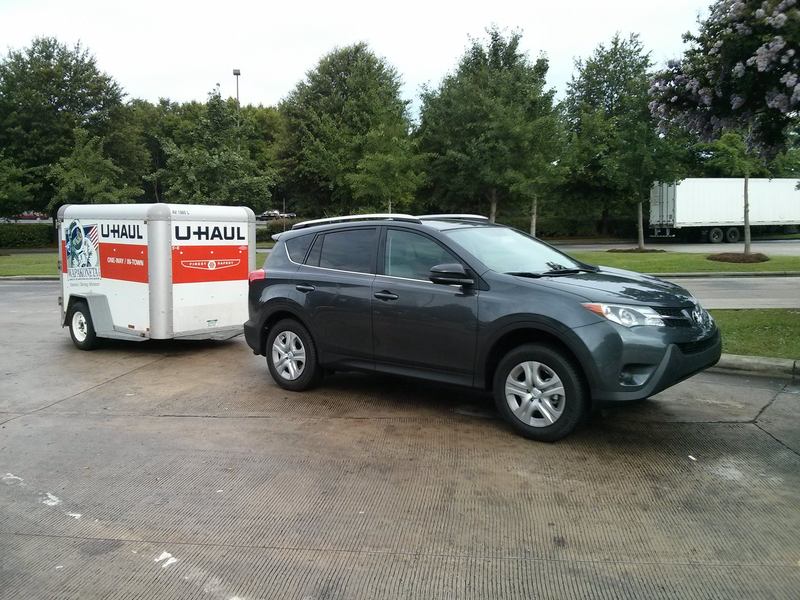 U-Haul trailer behind crossover style vehicle